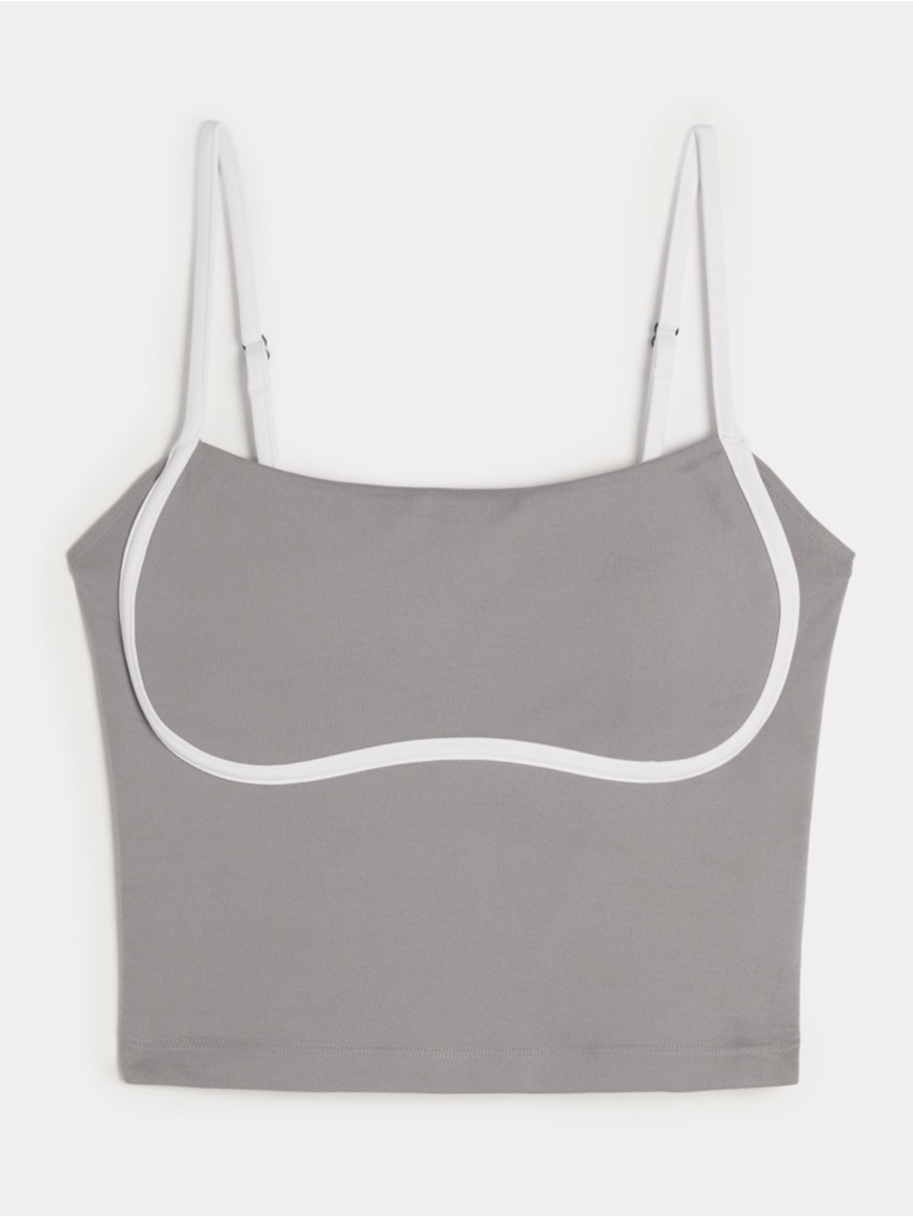 Gilly Hicks Energy Recharge - Gray Crop Tank with White Piped Trim